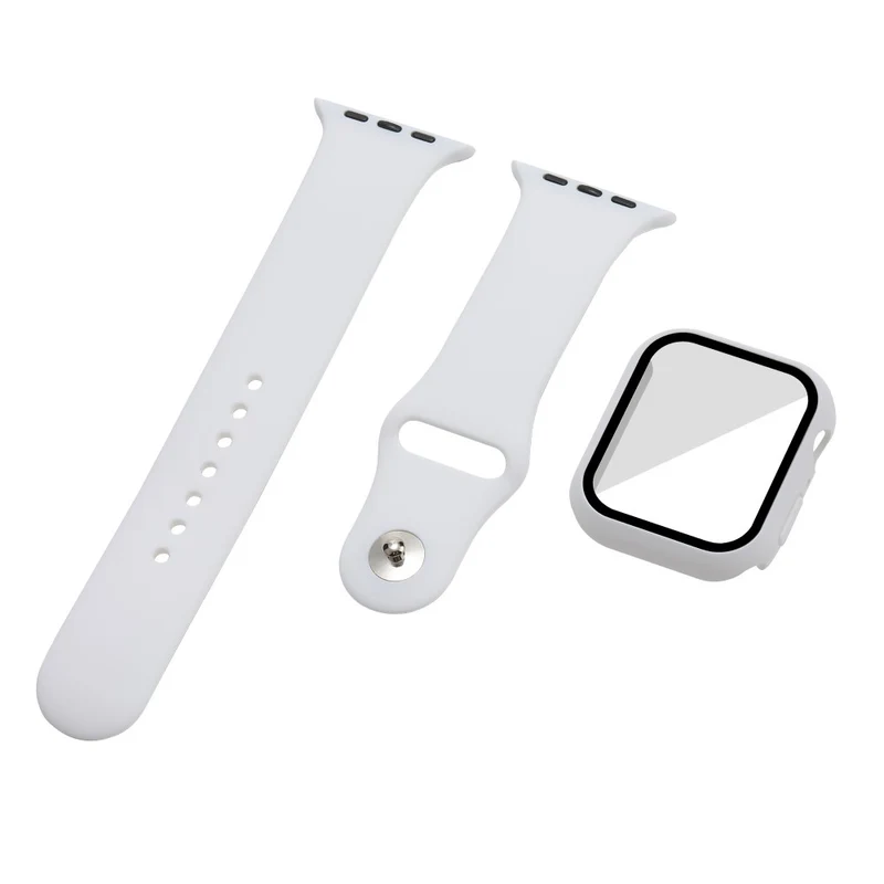 Apple Watch Series 7 45mm Silikon / TPU armband mit Hülle und Gehärtetes Glas