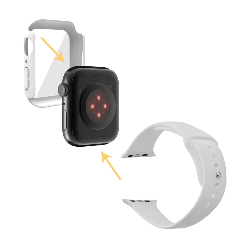 Apple Watch Series 7 45mm Silikon / TPU armband mit Hülle und Gehärtetes Glas