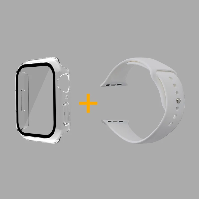Apple Watch Series 7 45mm Silikon / TPU armband mit Hülle und Gehärtetes Glas