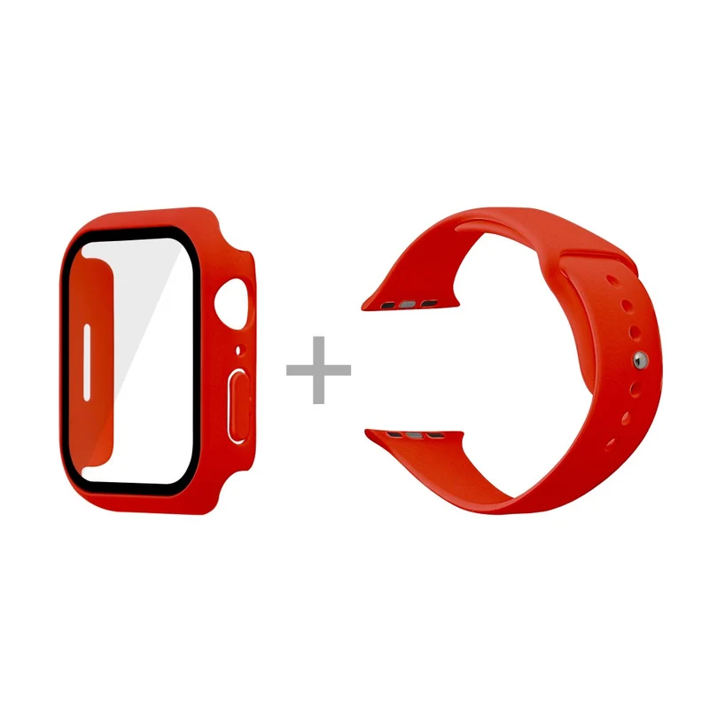 Apple Watch Series 7 45mm Silikon / TPU armband mit Hülle und Gehärtetes Glas