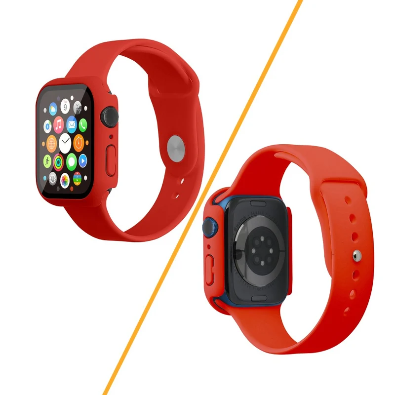 Apple Watch Series 7 45mm Silikon / TPU armband mit Hülle und Gehärtetes Glas