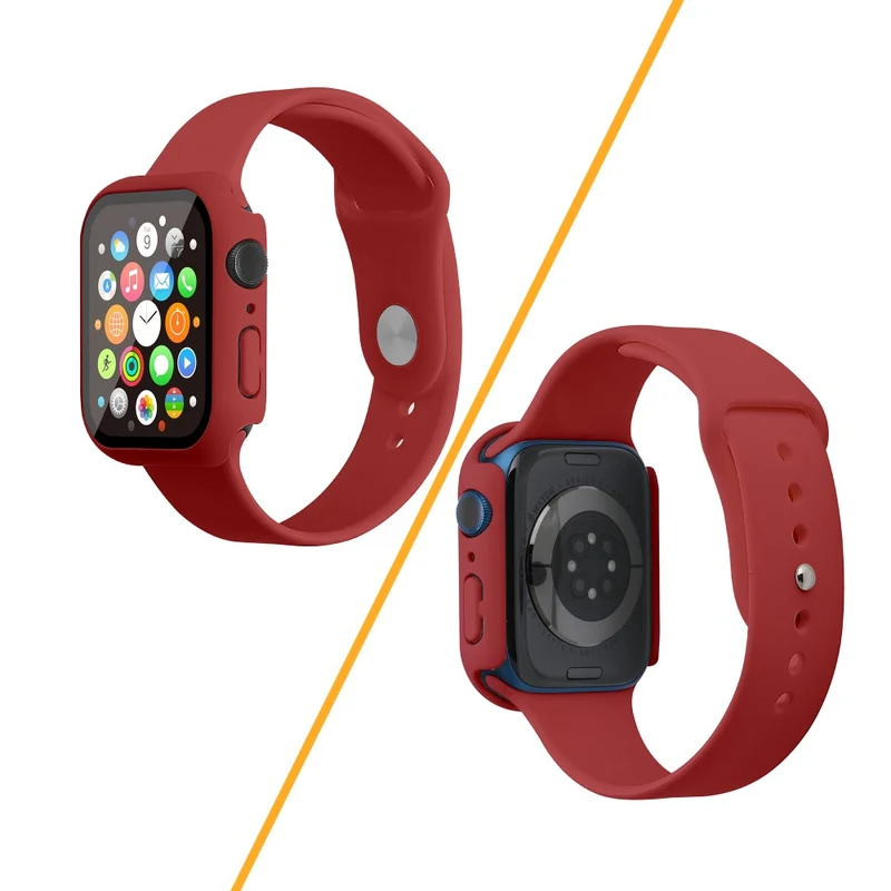 Apple Watch Series 7 45mm Silikon / TPU armband mit Hülle und Gehärtetes Glas
