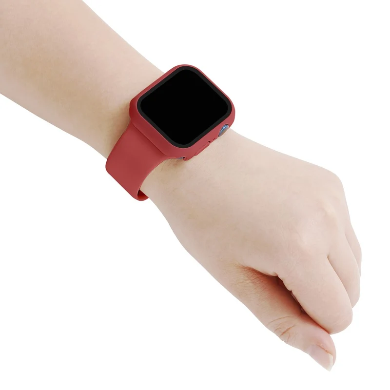 Apple Watch Series 7 45mm Silikon / TPU armband mit Hülle und Gehärtetes Glas