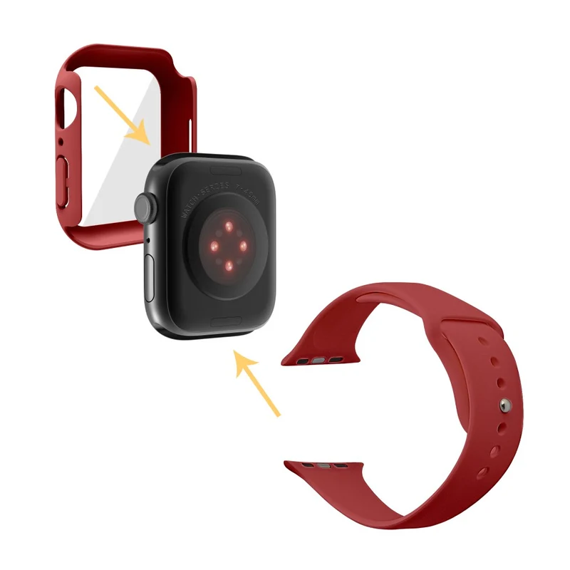 Apple Watch Series 7 45mm Silikon / TPU armband mit Hülle und Gehärtetes Glas