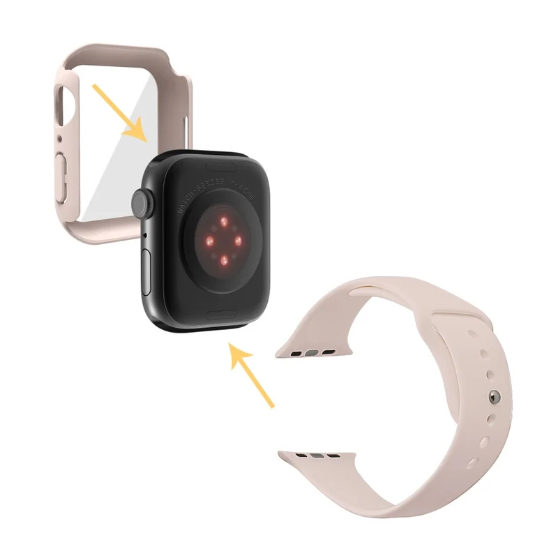 Apple Watch Series 7 45mm Silikon / TPU armband mit Hülle und Gehärtetes Glas