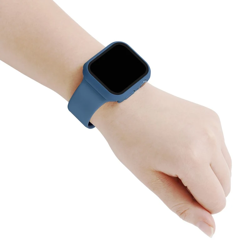 Apple Watch Series 7 45mm Silikon / TPU armband mit Hülle und Gehärtetes Glas