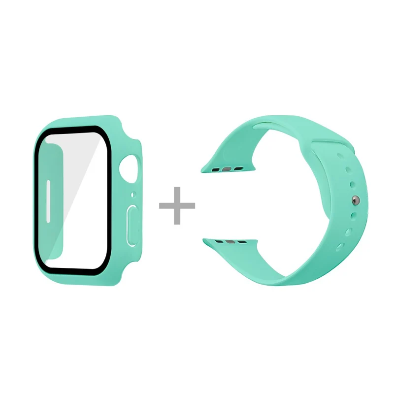 Apple Watch Series 7 45mm Silikon / TPU armband mit Hülle und Gehärtetes Glas