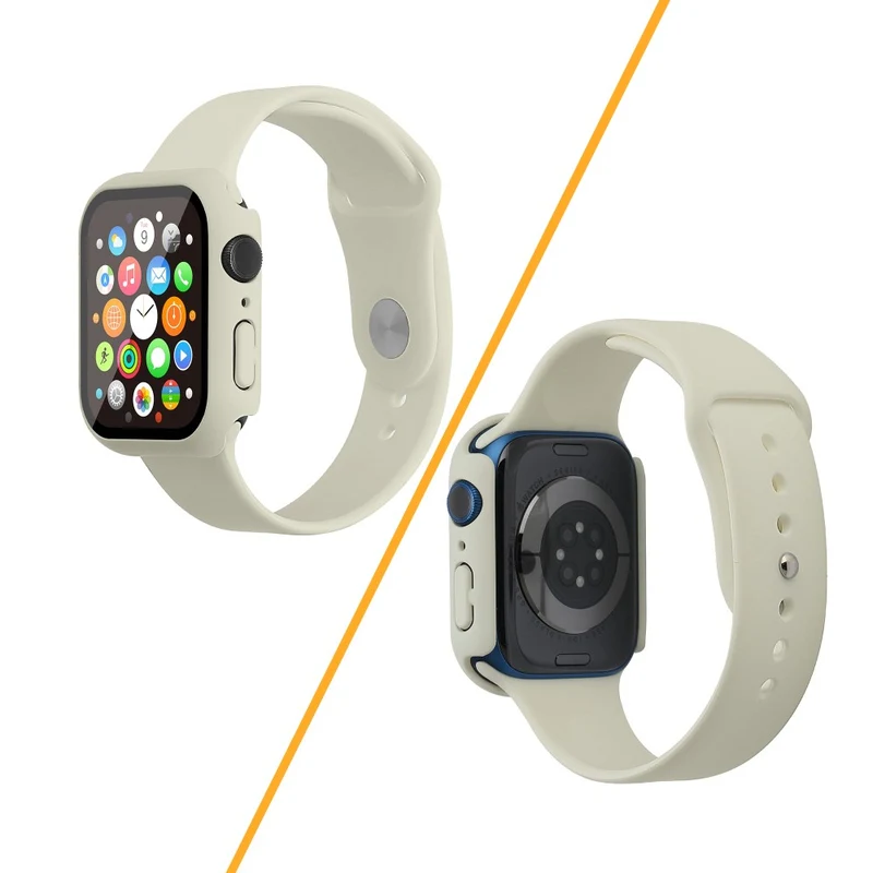 Apple Watch Series 7 45mm Silikon / TPU armband mit Hülle und Gehärtetes Glas