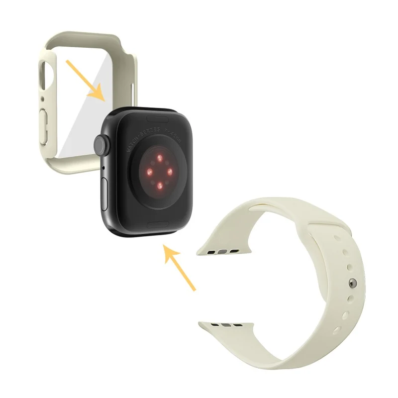 Apple Watch Series 7 45mm Silikon / TPU armband mit Hülle und Gehärtetes Glas