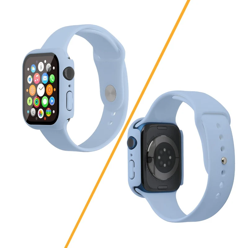 Apple Watch Series 7 45mm Silikon / TPU armband mit Hülle und Gehärtetes Glas