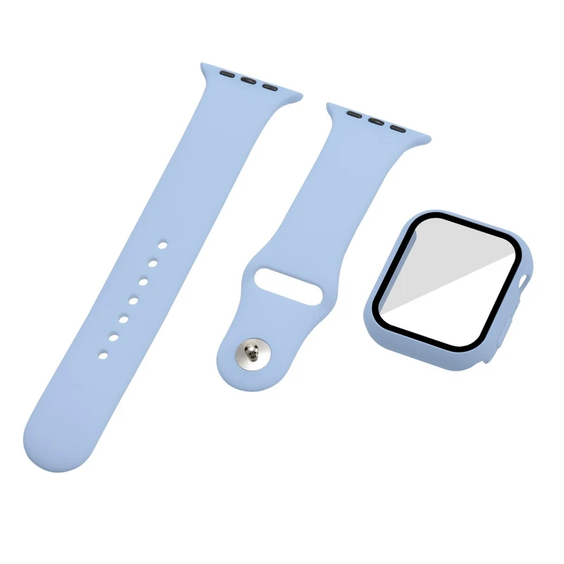 Apple Watch Series 7 45mm Silikon / TPU armband mit Hülle und Gehärtetes Glas
