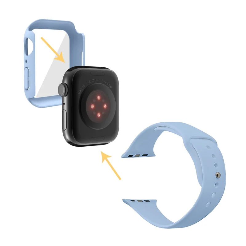 Apple Watch Series 7 45mm Silikon / TPU armband mit Hülle und Gehärtetes Glas