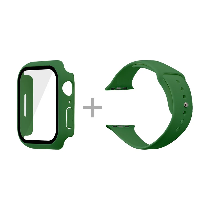 Apple Watch Series 7 45mm Silikon / TPU armband mit Hülle und Gehärtetes Glas