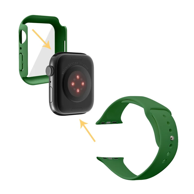 Apple Watch Series 7 45mm Silikon / TPU armband mit Hülle und Gehärtetes Glas