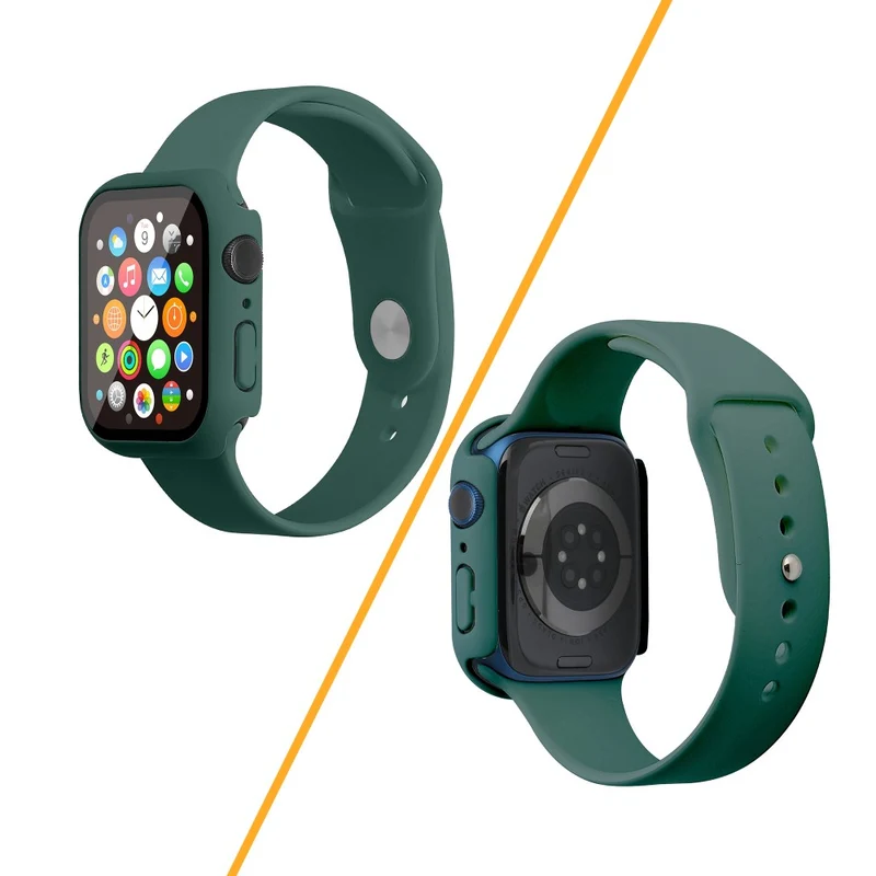 Apple Watch Series 7 45mm Silikon / TPU armband mit Hülle und Gehärtetes Glas