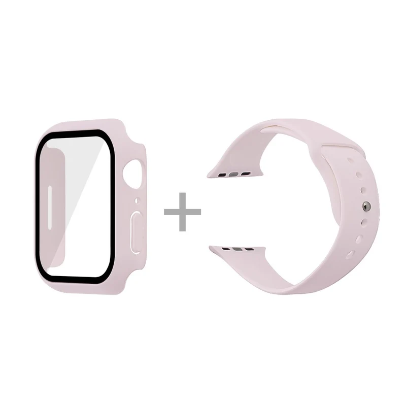 Apple Watch Series 7 45mm Silikon / TPU armband mit Hülle und Gehärtetes Glas