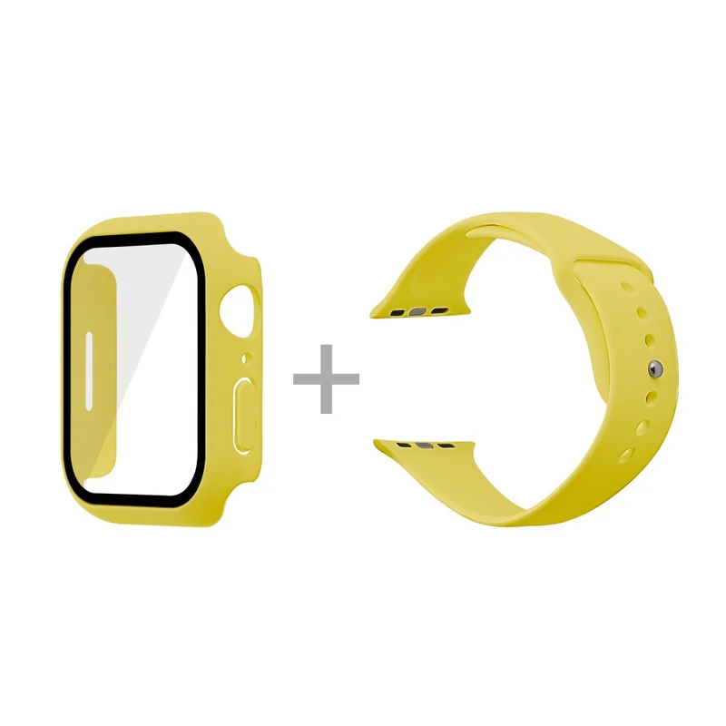 Apple Watch Series 7 45mm Silikon / TPU armband mit Hülle und Gehärtetes Glas