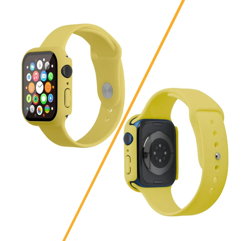 Apple Watch Series 7 45mm Silikon / TPU armband mit Hülle und Gehärtetes Glas