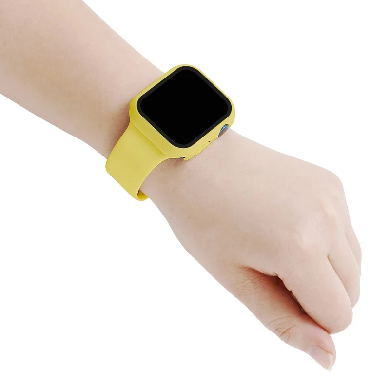 Apple Watch Series 7 45mm Silikon / TPU armband mit Hülle und Gehärtetes Glas