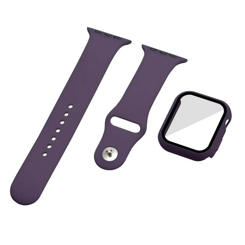Apple Watch Series 7 45mm Silikon / TPU armband mit Hülle und Gehärtetes Glas