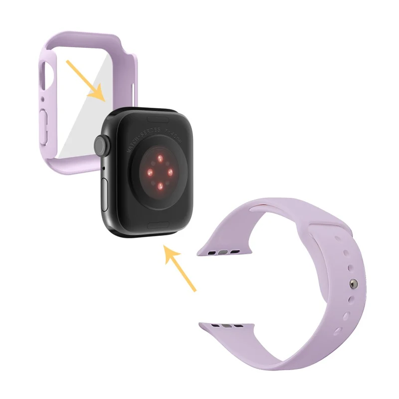Apple Watch Series 7 45mm Silikon / TPU armband mit Hülle und Gehärtetes Glas