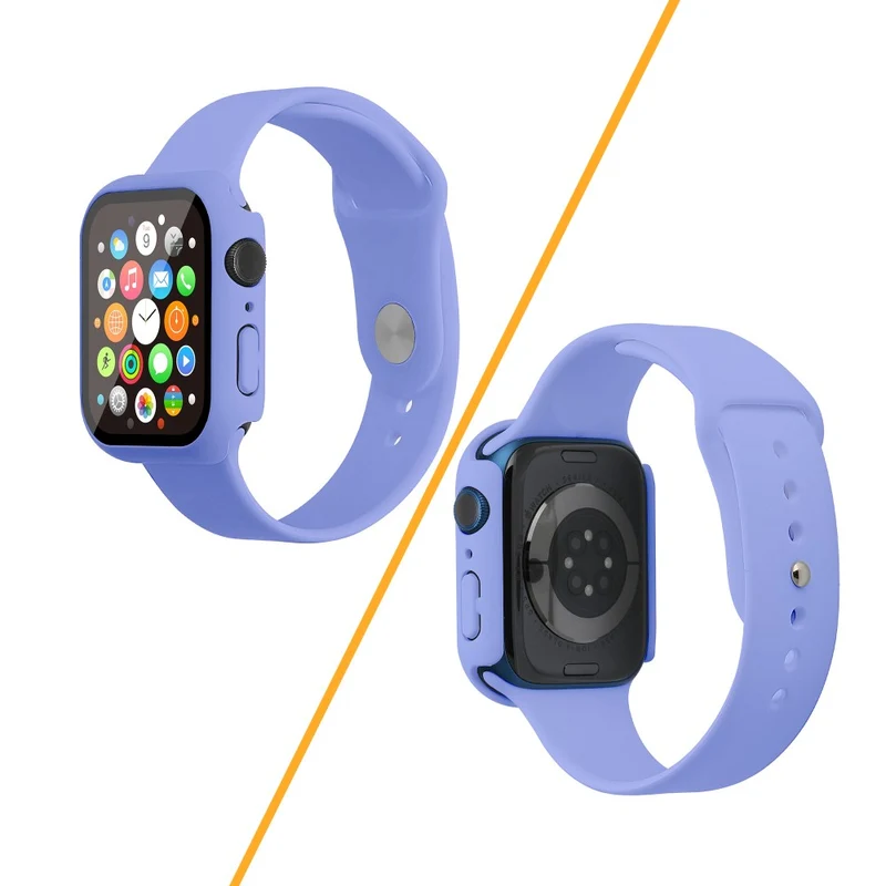 Apple Watch Series 7 45mm Silikon / TPU armband mit Hülle und Gehärtetes Glas