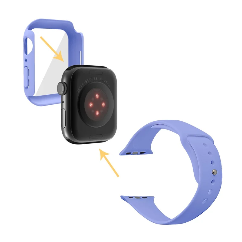 Apple Watch Series 7 45mm Silikon / TPU armband mit Hülle und Gehärtetes Glas