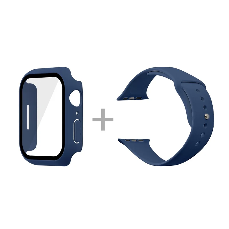 Apple Watch Series 7 45mm Silikon / TPU armband mit Hülle und Gehärtetes Glas