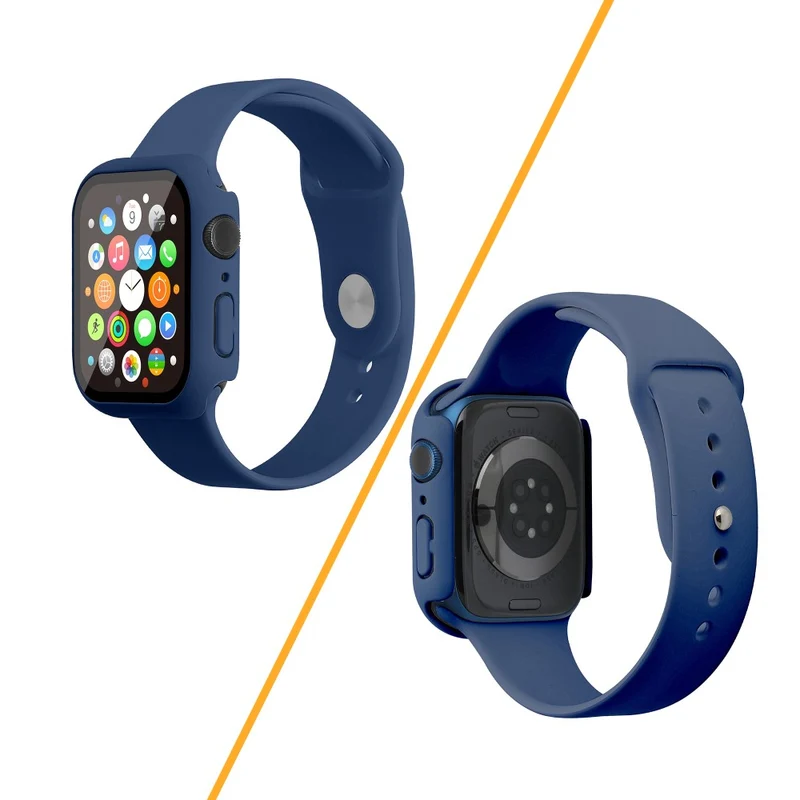 Apple Watch Series 7 45mm Silikon / TPU armband mit Hülle und Gehärtetes Glas