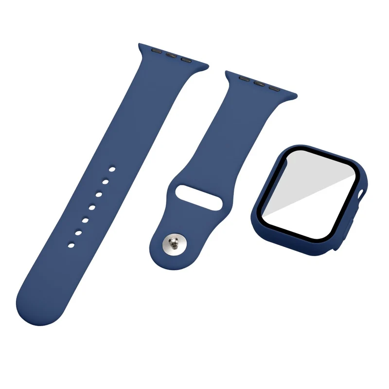 Apple Watch Series 7 45mm Silikon / TPU armband mit Hülle und Gehärtetes Glas