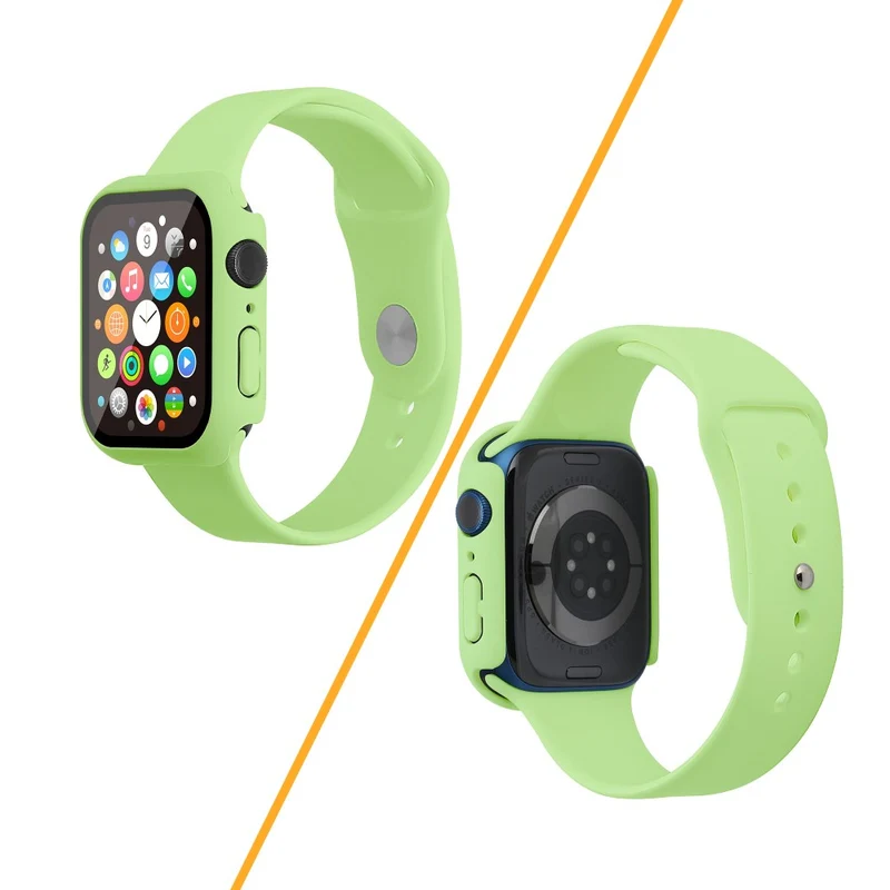 Apple Watch Series 7 45mm Silikon / TPU armband mit Hülle und Gehärtetes Glas