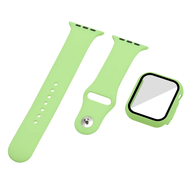 Apple Watch Series 7 45mm Silikon / TPU armband mit Hülle und Gehärtetes Glas