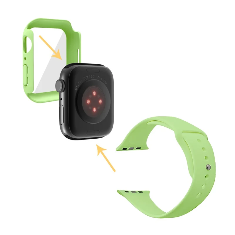 Apple Watch Series 7 45mm Silikon / TPU armband mit Hülle und Gehärtetes Glas