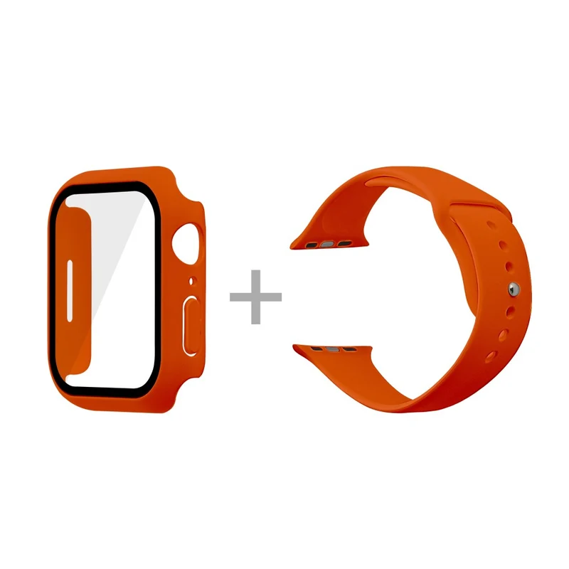 Apple Watch Series 7 45mm Silikon / TPU armband mit Hülle und Gehärtetes Glas