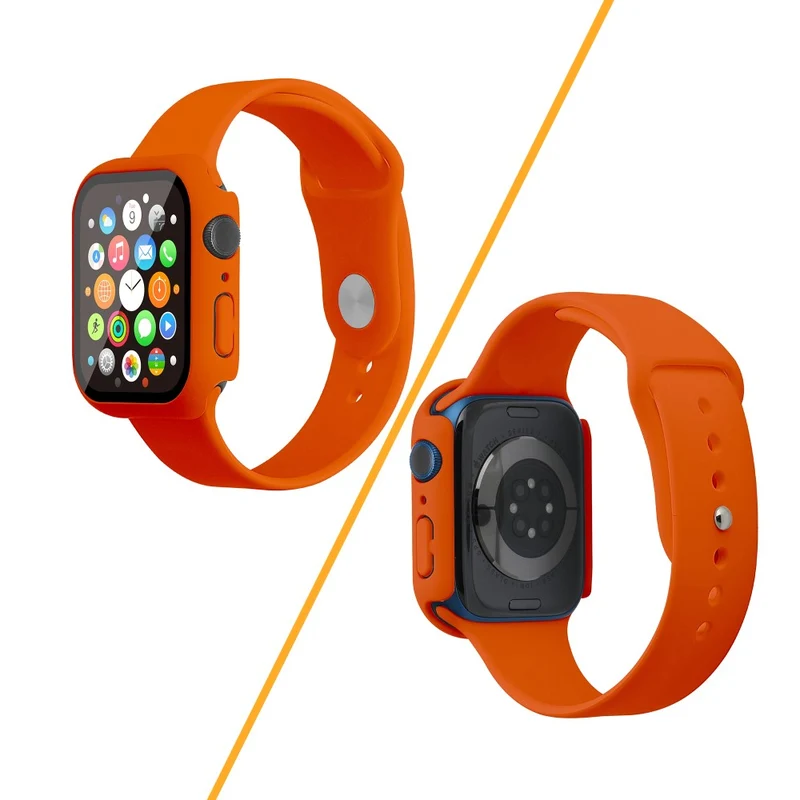 Apple Watch Series 7 45mm Silikon / TPU armband mit Hülle und Gehärtetes Glas