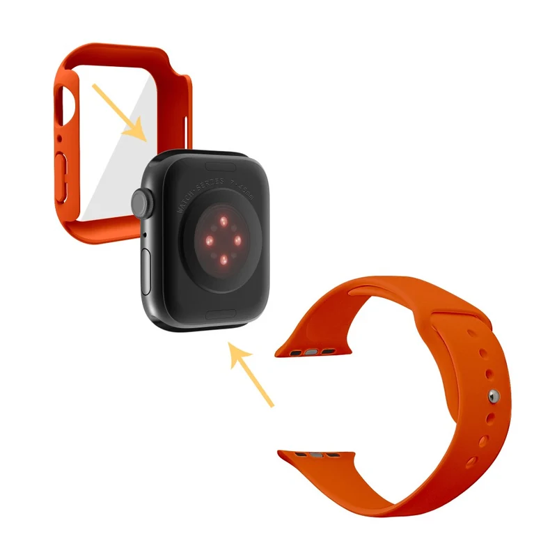 Apple Watch Series 7 45mm Silikon / TPU armband mit Hülle und Gehärtetes Glas