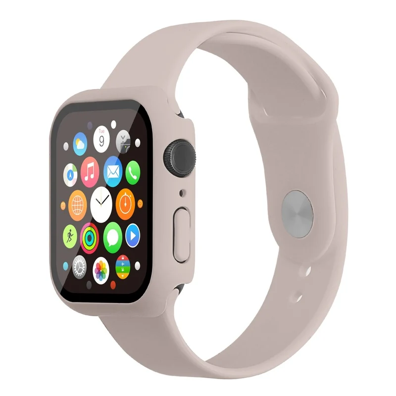 Apple Watch Series 7 45mm Silikon / TPU armband mit Hülle und Gehärtetes Glas