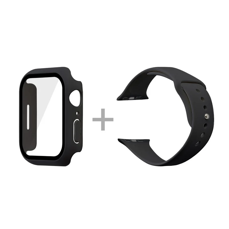 Apple Watch Series 7 45mm Silikon / TPU armband mit Hülle und Gehärtetes Glas