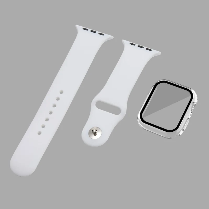 Apple Watch Series 7 45mm Silikon / TPU armband mit Hülle und Gehärtetes Glas