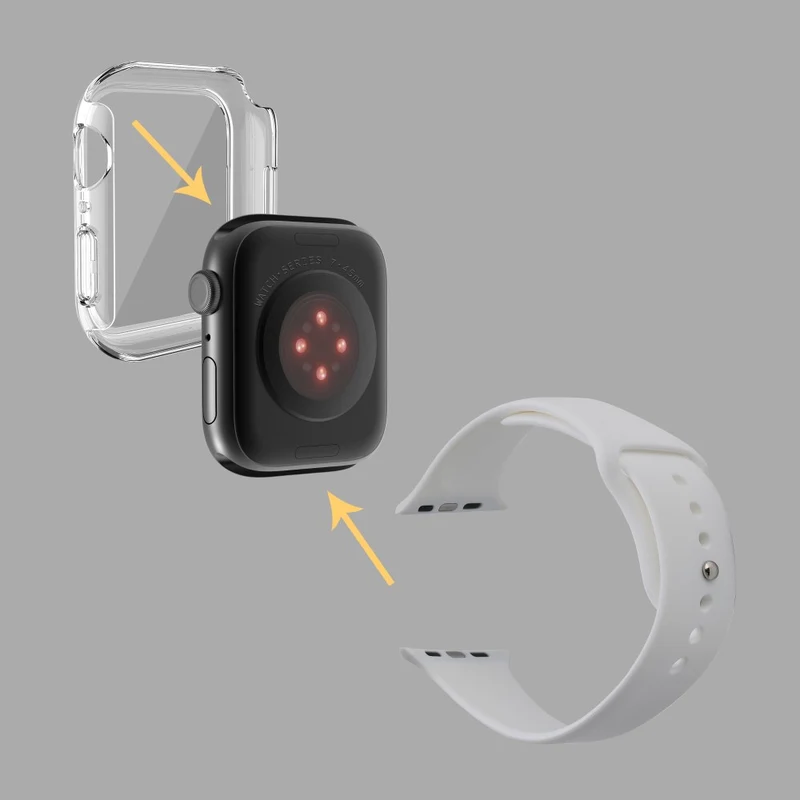 Apple Watch Series 7 45mm Silikon / TPU armband mit Hülle und Gehärtetes Glas