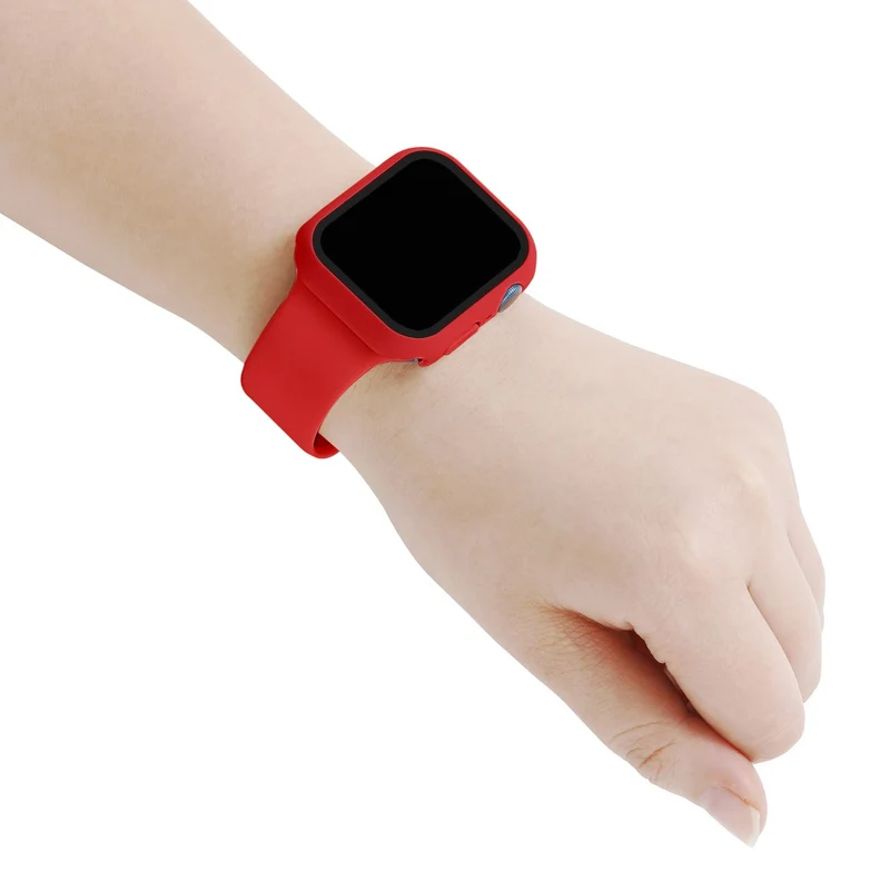Apple Watch Series 7 45mm Silikon / TPU armband mit Hülle und Gehärtetes Glas