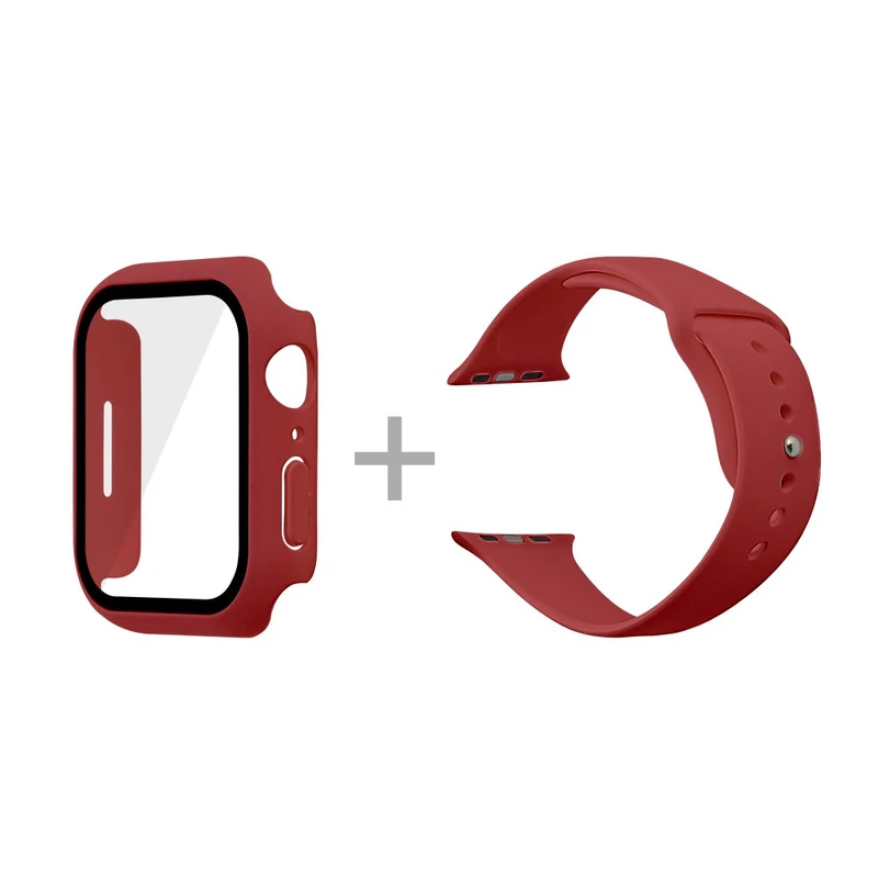 Apple Watch Series 7 45mm Silikon / TPU armband mit Hülle und Gehärtetes Glas