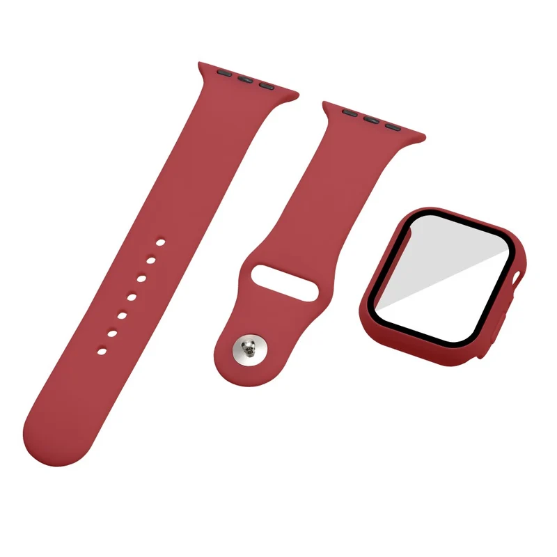 Apple Watch Series 7 45mm Silikon / TPU armband mit Hülle und Gehärtetes Glas