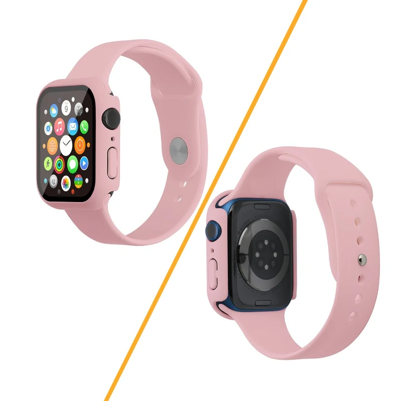 Apple Watch Series 7 45mm Silikon / TPU armband mit Hülle und Gehärtetes Glas