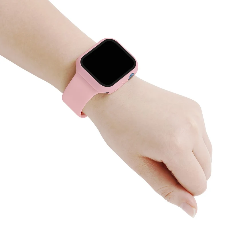 Apple Watch Series 7 45mm Silikon / TPU armband mit Hülle und Gehärtetes Glas