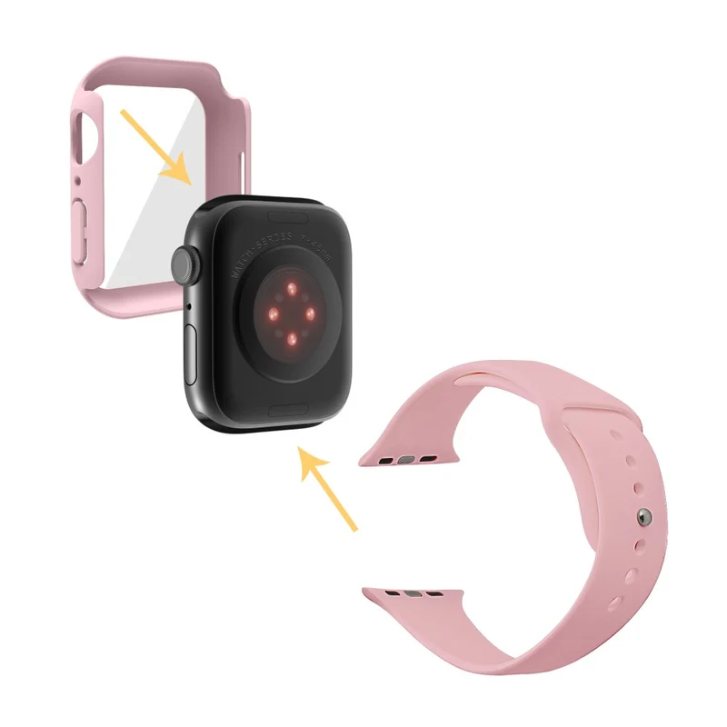Apple Watch Series 7 45mm Silikon / TPU armband mit Hülle und Gehärtetes Glas