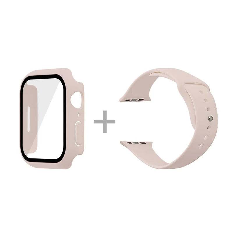 Apple Watch Series 7 45mm Silikon / TPU armband mit Hülle und Gehärtetes Glas