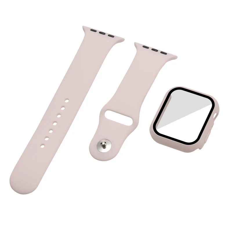 Apple Watch Series 7 45mm Silikon / TPU armband mit Hülle und Gehärtetes Glas