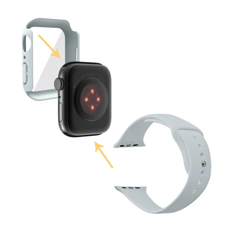 Apple Watch Series 7 45mm Silikon / TPU armband mit Hülle und Gehärtetes Glas