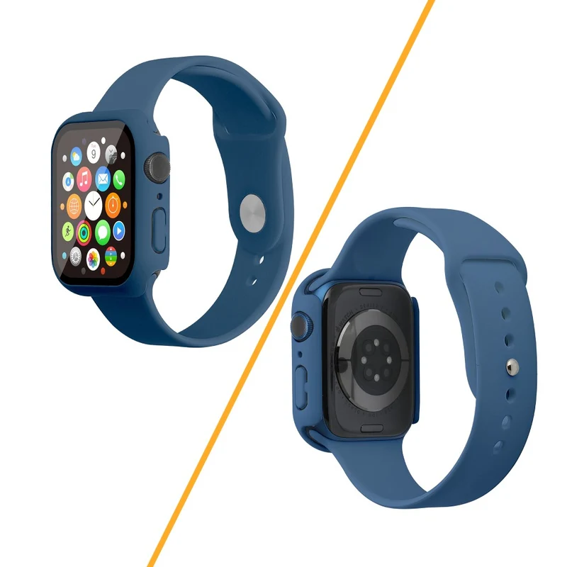 Apple Watch Series 7 45mm Silikon / TPU armband mit Hülle und Gehärtetes Glas
